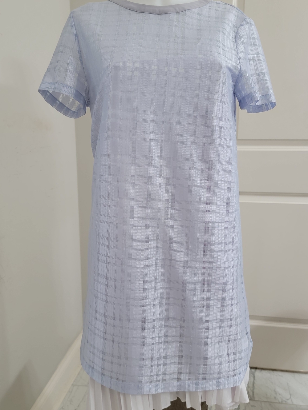 English Factory Light Blue Short Sleeve Shift Dress
